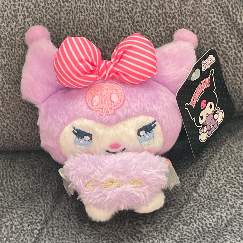 Kuromi Plush Keychain with Heart & Wings (4.5”)